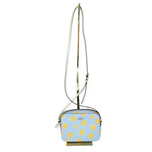 Coach Blue & Yellow Orange Print Crossbody Camera Bag NWOT